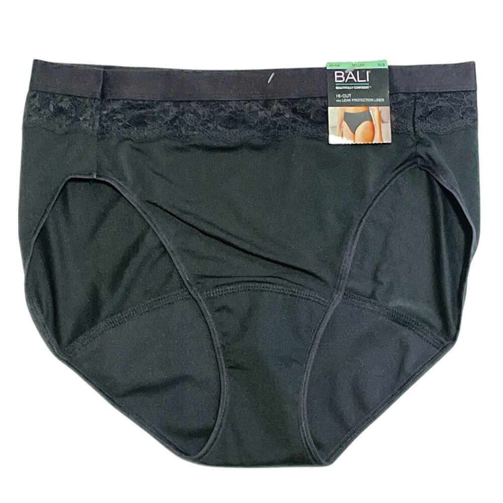 NWT Womens Bali Beautifully Confident High Cut Black Panties DFLLH1 Size XL
